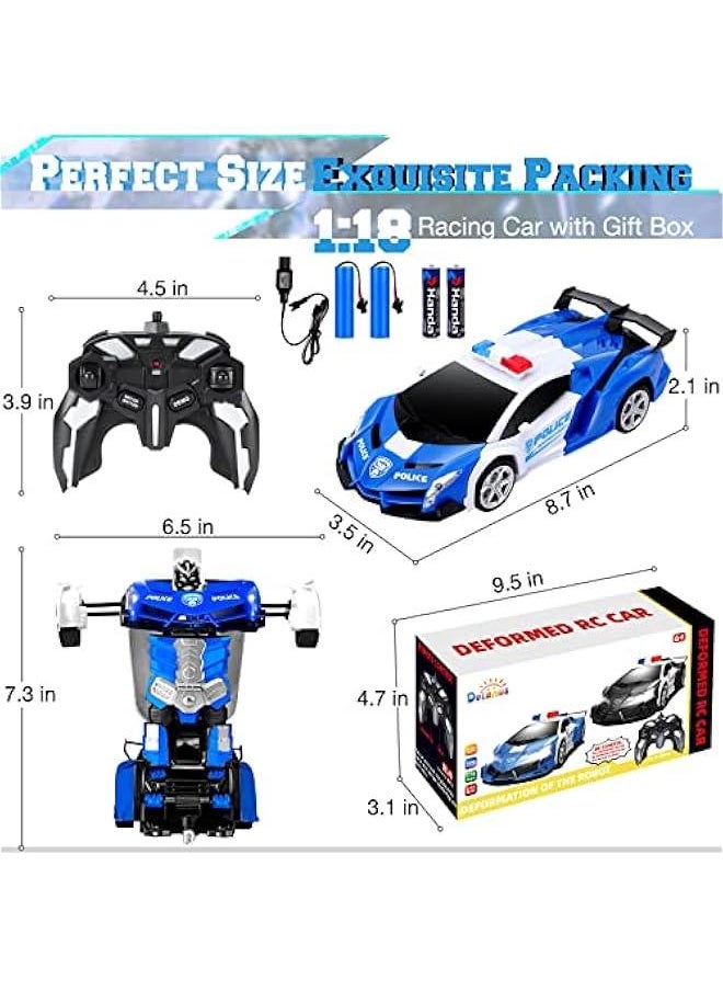 Remote Control Car - Transform Robot RC Cars Contains All Batteries: One-on Deformation and 360 Degree Rotating Drifting, Present  Birthday Gift for Boys/Girls