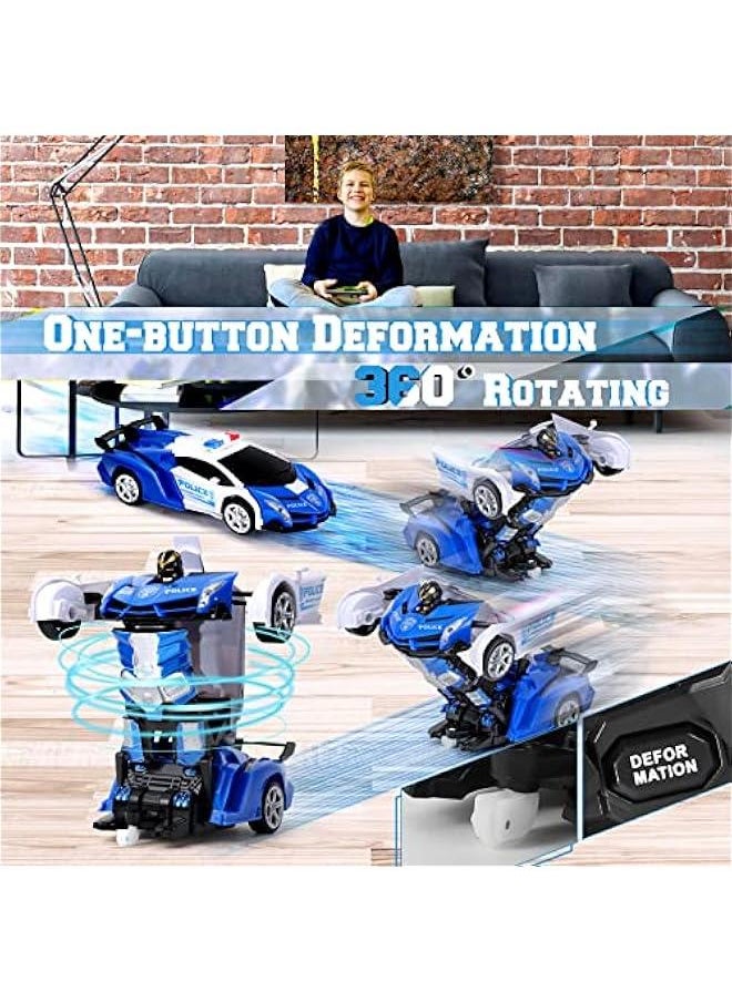 Remote Control Car - Transform Robot RC Cars Contains All Batteries: One-on Deformation and 360 Degree Rotating Drifting, Present  Birthday Gift for Boys/Girls