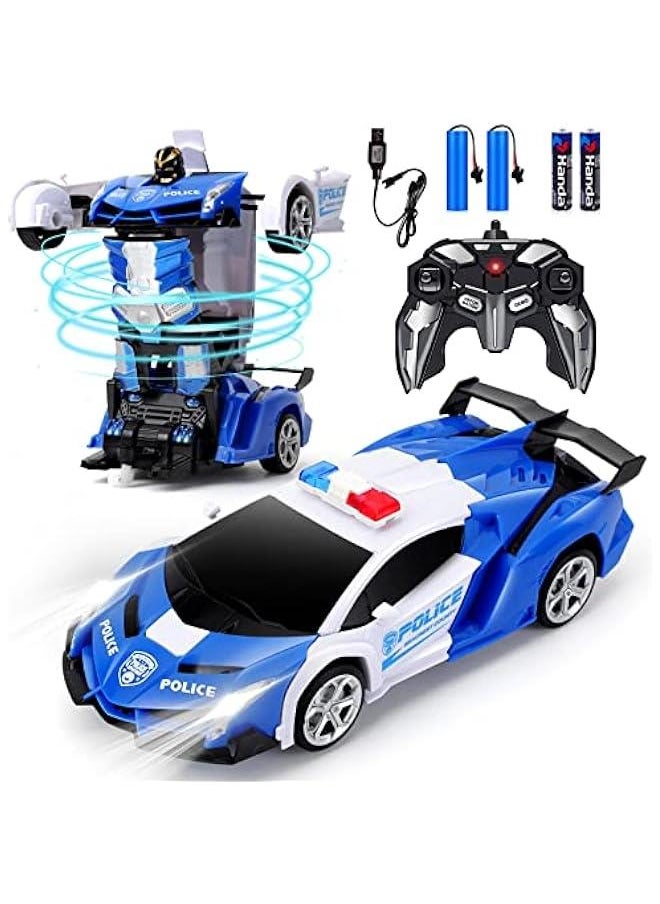 Remote Control Car - Transform Robot RC Cars Contains All Batteries: One-on Deformation and 360 Degree Rotating Drifting, Present  Birthday Gift for Boys/Girls