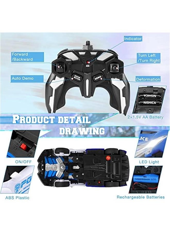 Remote Control Car - Transform Robot RC Cars Contains All Batteries: One-on Deformation and 360 Degree Rotating Drifting, Present  Birthday Gift for Boys/Girls