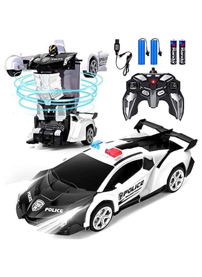 Remote Control Car - Transform Robot RC Cars Contains All Batteries: One-on Deformation and 360 Degree Rotating Drifting, Present  Birthday Gift for Boys/Girls