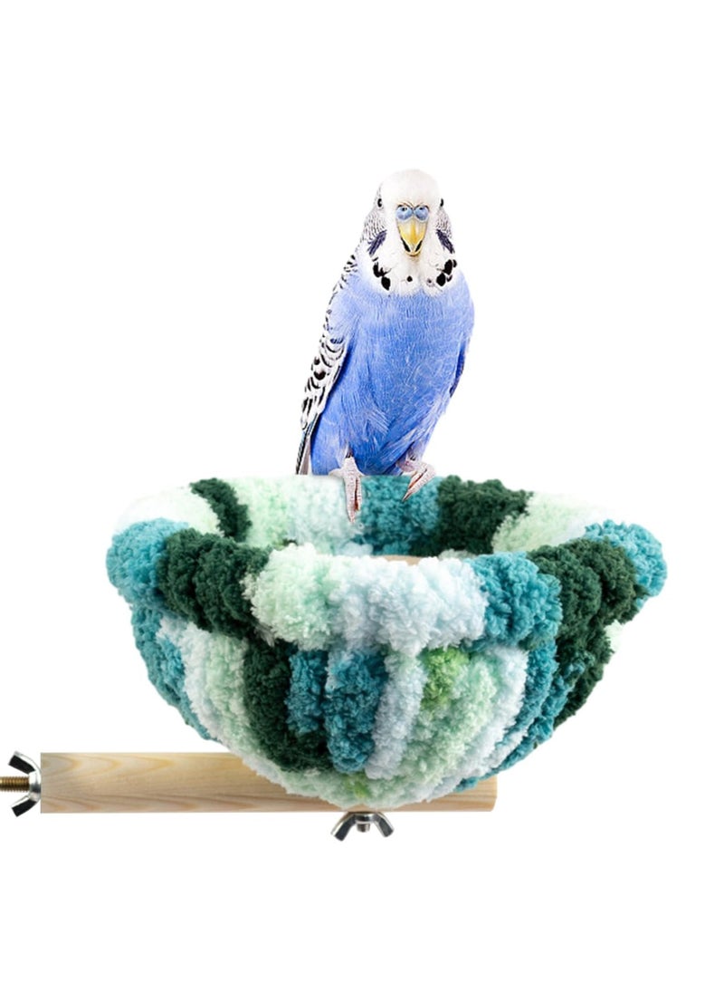 Bird Nest Winter Warm Hanging Hammock House Bed, Plush Fluffy Bird Hut, Parrot Snuggle Perches Bird Toy for Parakeet Budgie Cockatiel Lovebird Hamster Cockatoo Conure Cage Accessories (Blue)