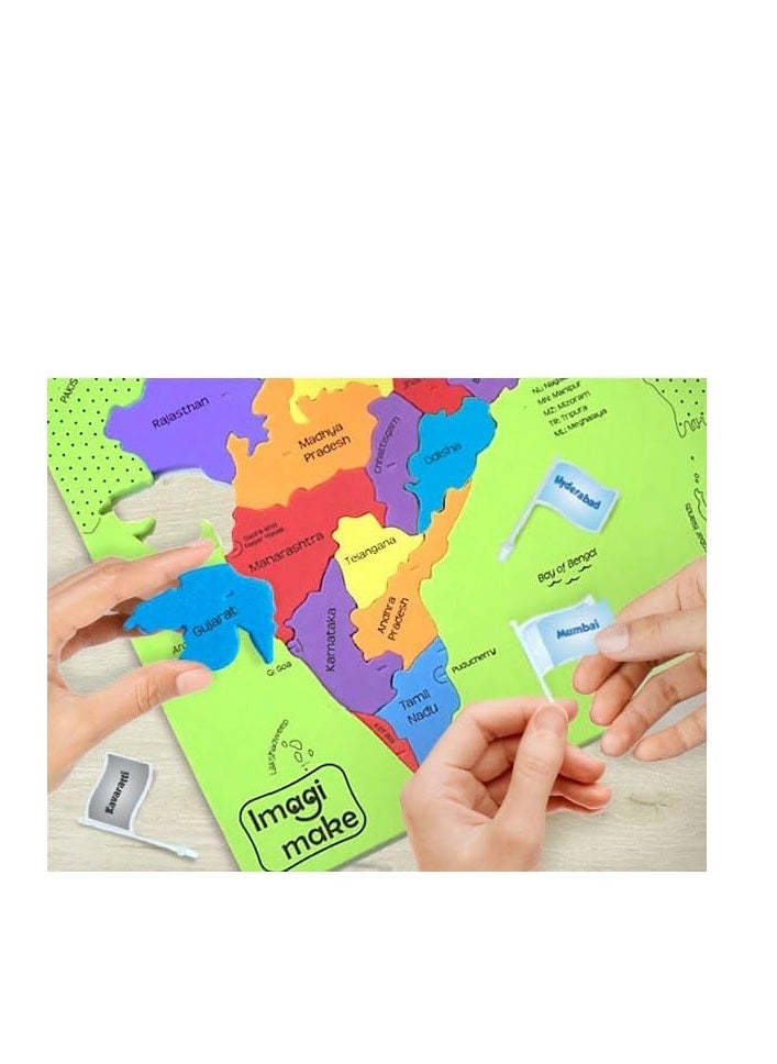 Imagimake: Mapology India With State Capitals –Learn Indian States Along With Capital- Fun Jigsaw Puzzle – Educational Toy For Kids Above 5 Years