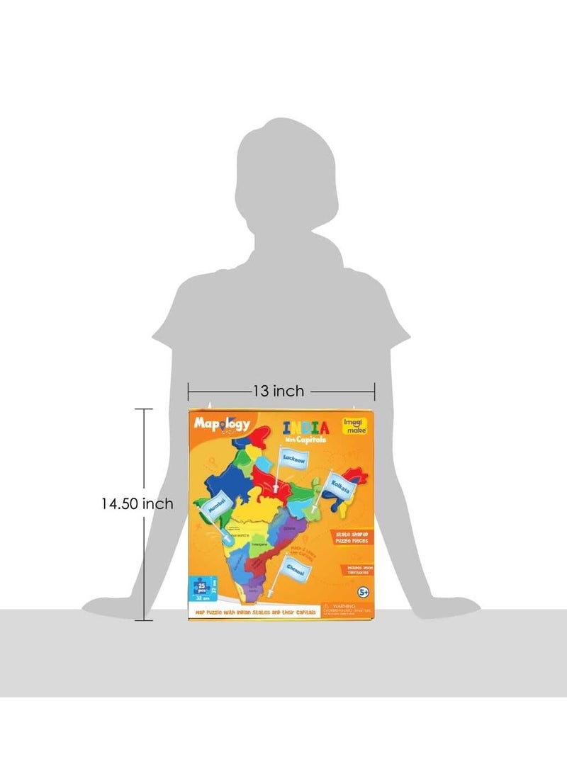 Imagimake: Mapology India With State Capitals –Learn Indian States Along With Capital- Fun Jigsaw Puzzle – Educational Toy For Kids Above 5 Years