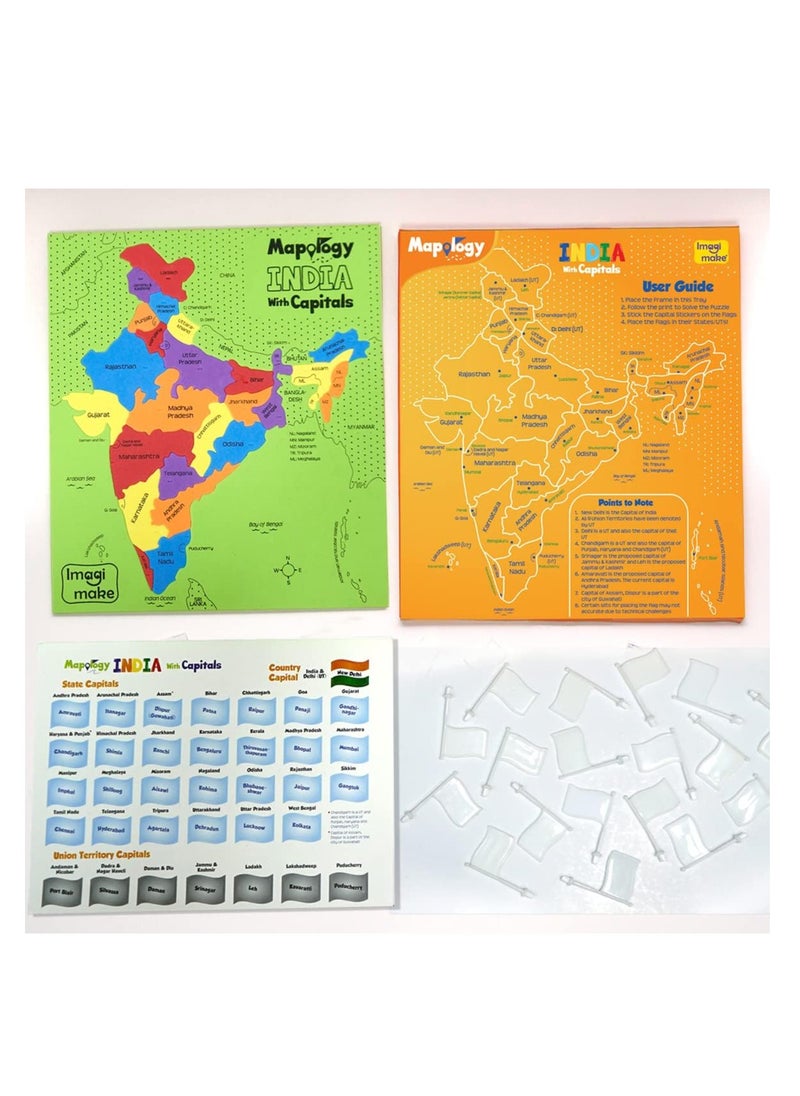 Imagimake: Mapology India With State Capitals –Learn Indian States Along With Capital- Fun Jigsaw Puzzle – Educational Toy For Kids Above 5 Years