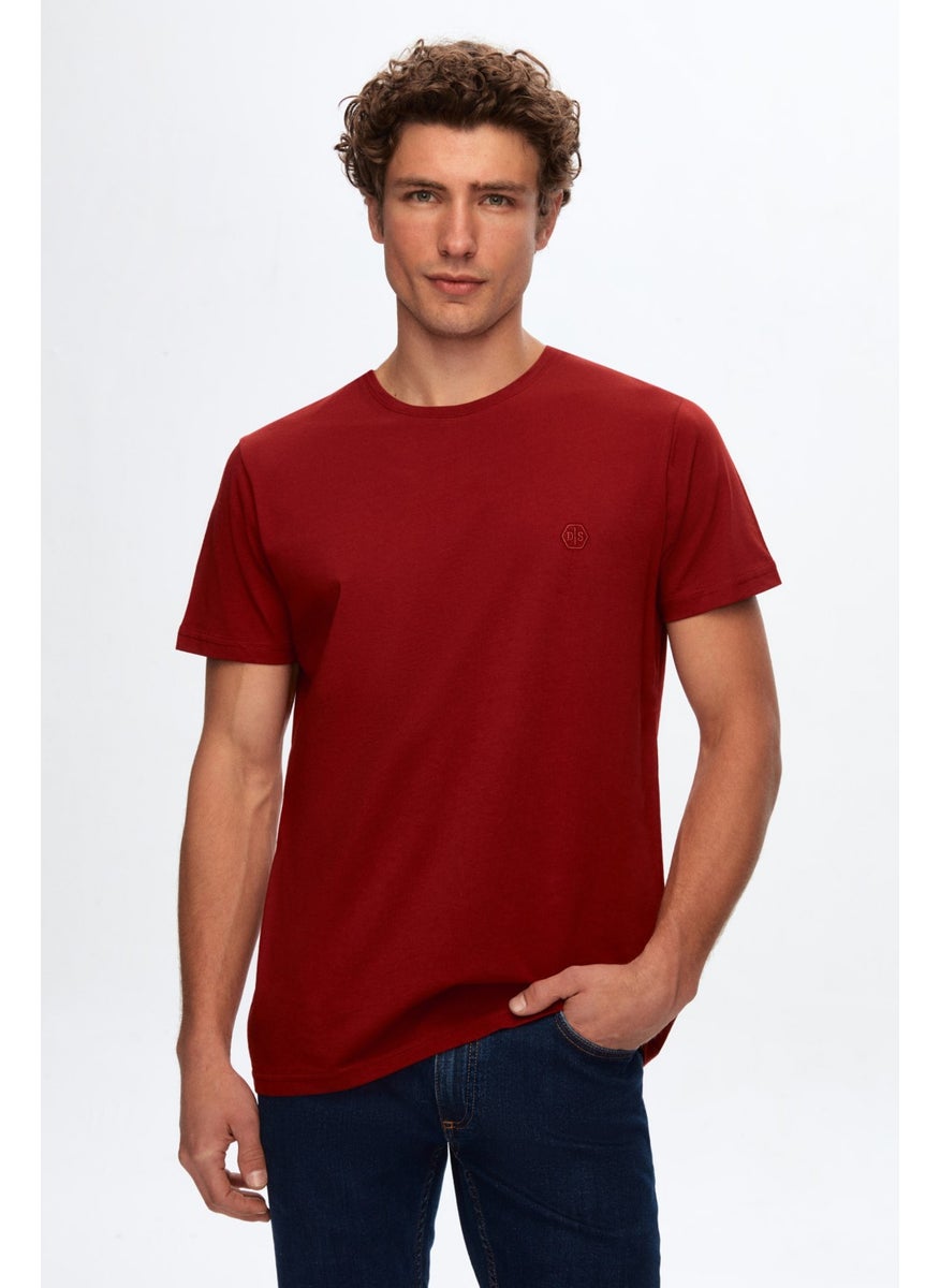 Regular Fit Claret Red Plain Knit T-Shirt 0HC140632006M