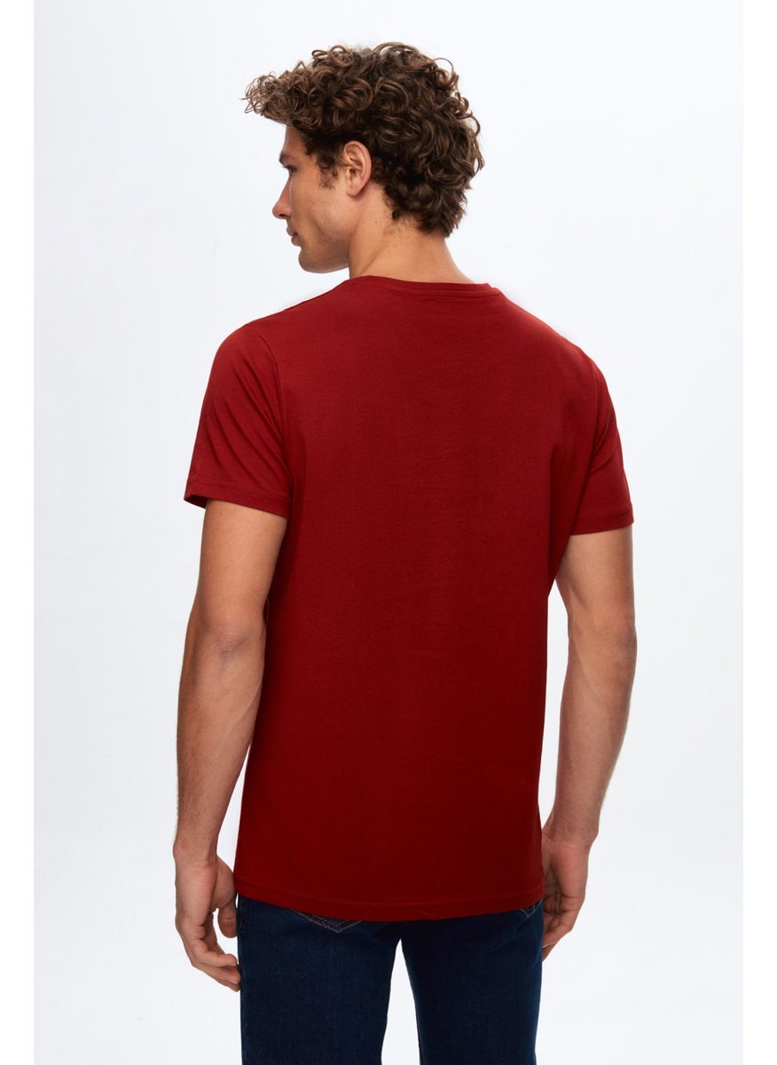 Regular Fit Claret Red Plain Knit T-Shirt 0HC140632006M