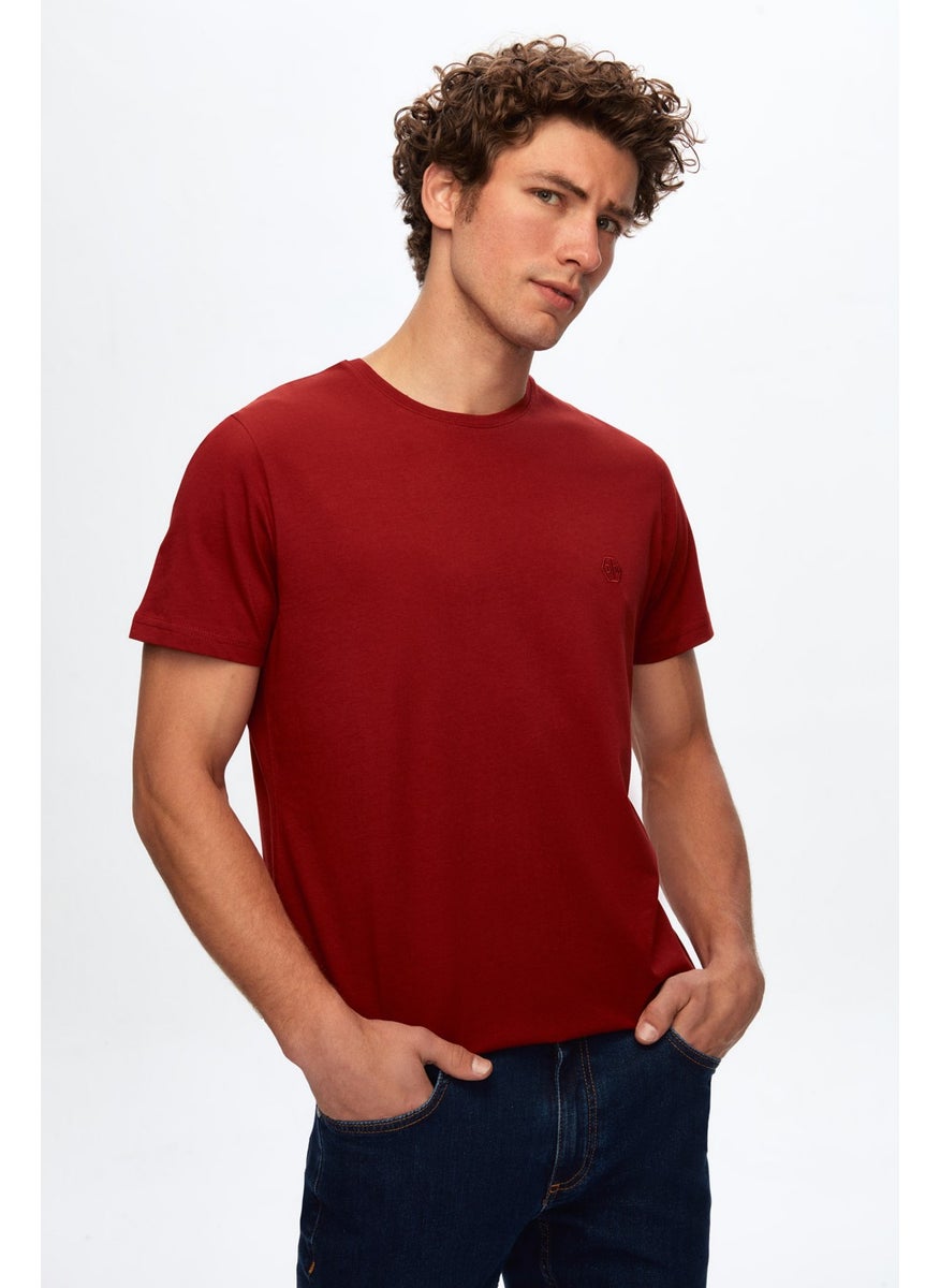 Regular Fit Claret Red Plain Knit T-Shirt 0HC140632006M