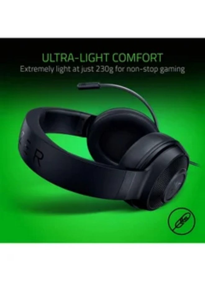 Kraken X Lite Ultralight Gaming Headset: 7.1 Surround Sound Capable - Lightweight Frame - Bendable Cardioid Microphone - for PC, Xbox, PS4, Nintendo Switch - Classic Black