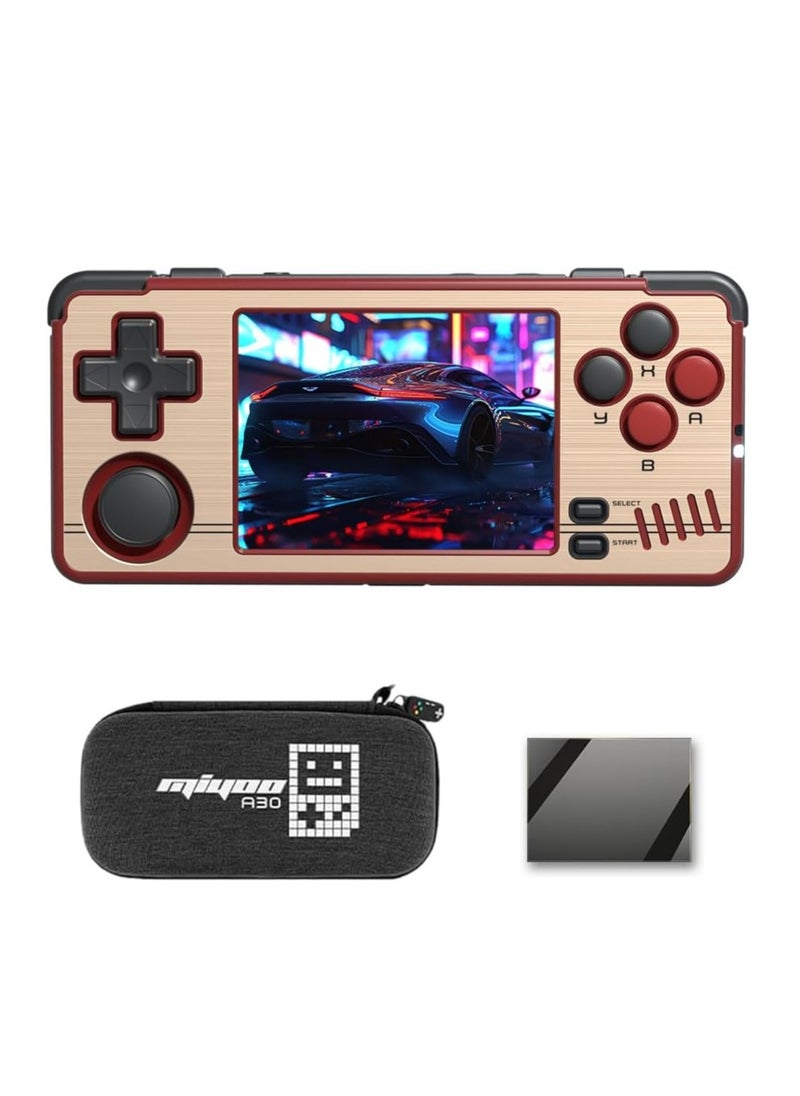 A30 Handheld Game Console 2.8-inch 640*480 IPS Screen 2600mAh Compatible with WiFi Multiplayer Portable Case(Gold Red)