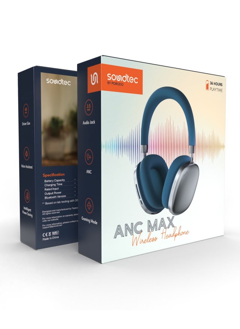 Soundtec Airpodmax ANC Headphone - Blue