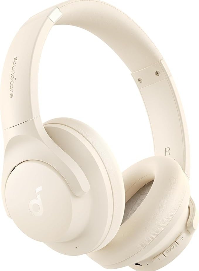 Q20i Hybrid Active Noise Cancelling Headphones, Wireless Over-Ear Bluetooth, 40H Long ANC Playtime, Hi-Res Audio, Big Bass, Customize via an App, Transparency Mode White