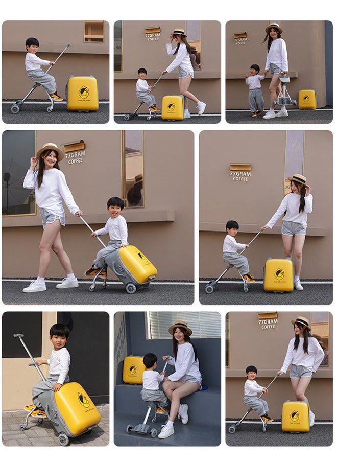 Children'S Two-In-One Hand Luggage Detachable, With Child Seat/Swivel Wheel/Password Lock, 20 Inches