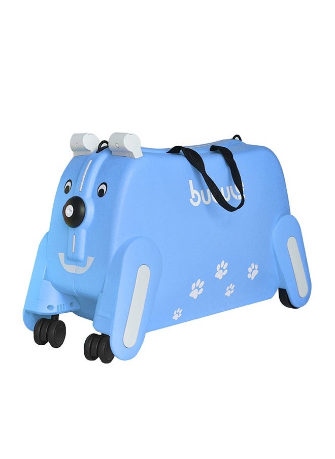 Children'S Trolley Puppy Suitcase, Can Be Ridden And Pulled, Blue