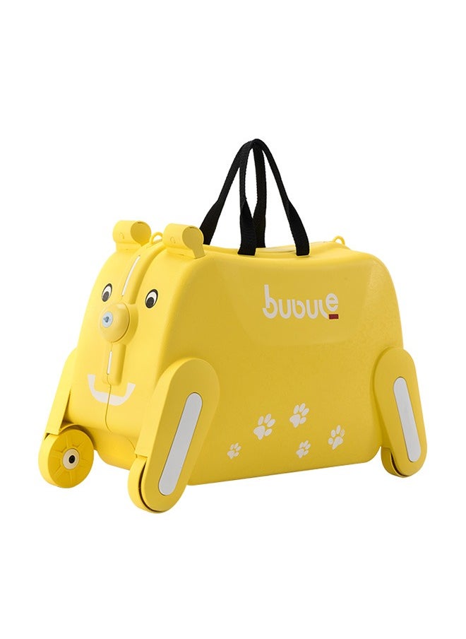 Children'S Trolley Puppy Suitcase, Can Be Ridden And Pulled, Yellow