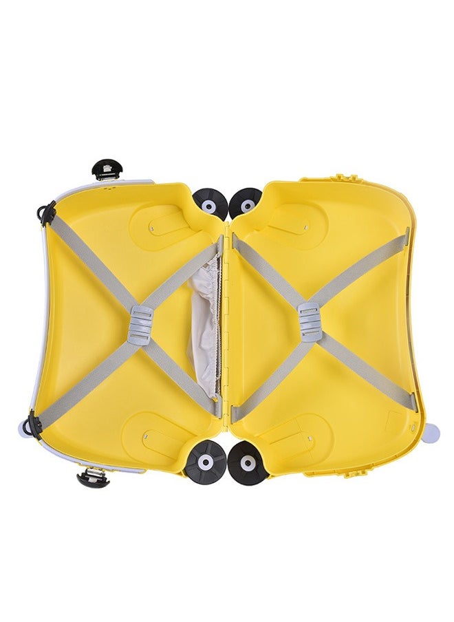 Children'S Trolley Puppy Suitcase, Can Be Ridden And Pulled, Yellow