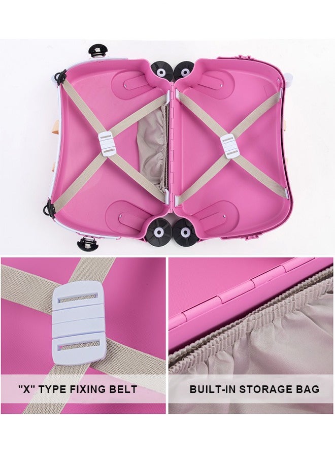 Children'S Trolley Puppy Suitcase, Can Be Ridden And Pulled, Pink