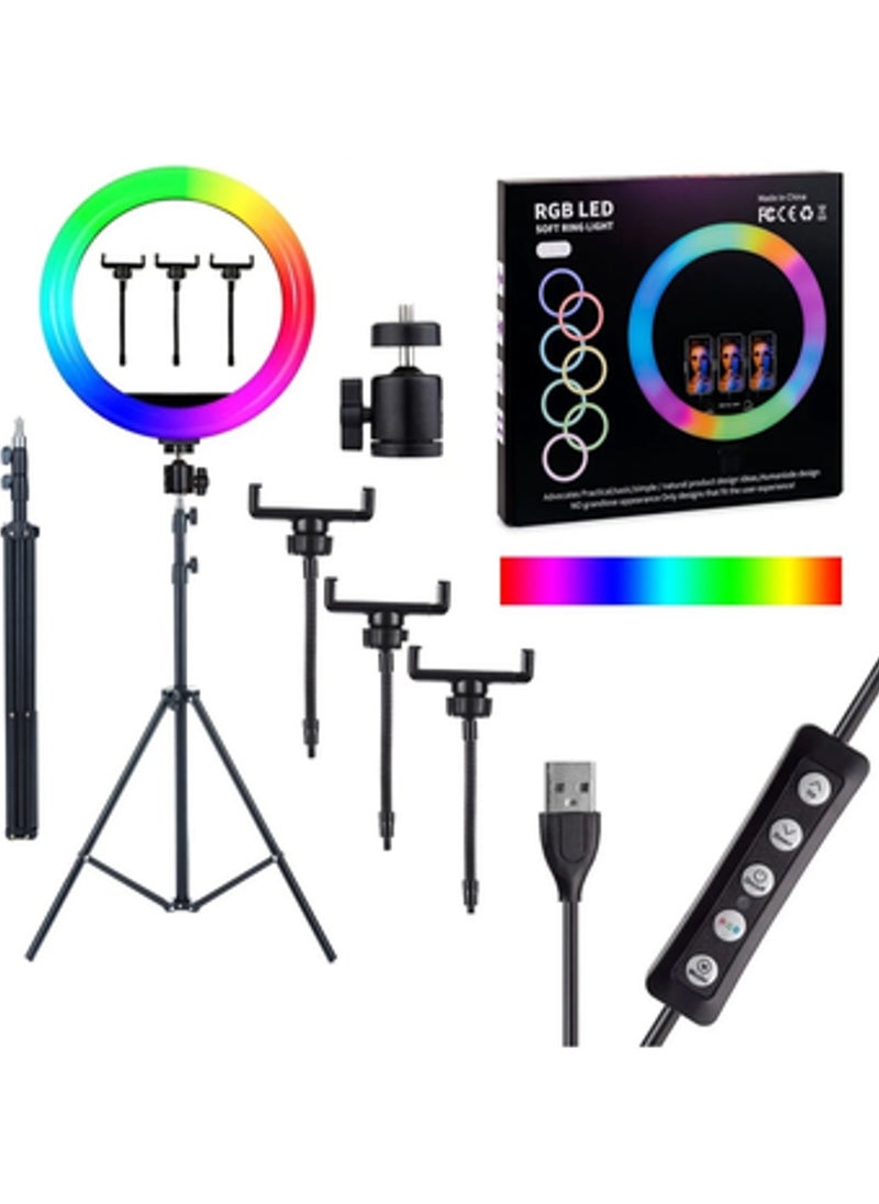 MJ36 RGB soft ring light Circle Photography Lighting 16 colour Led RGB Ring Light with Phone Tripod Stand