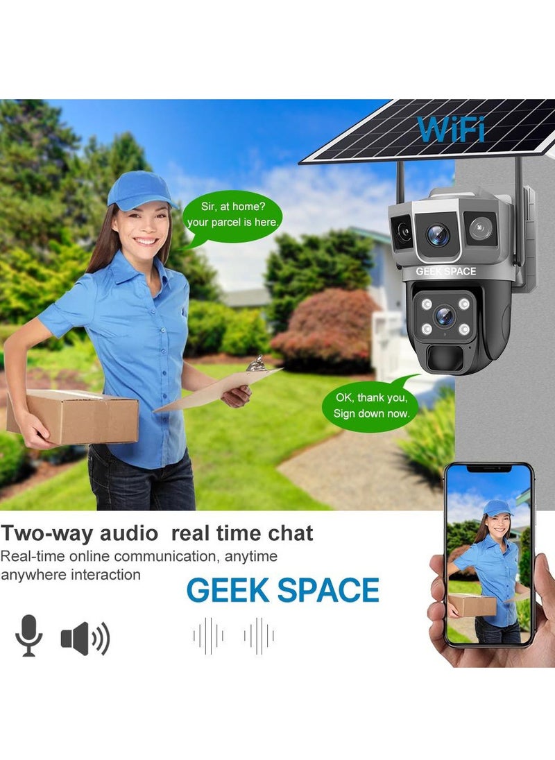 Geek Space VTS02 WIFI Solar-Powered Outdoor Detection Camera Advanced Security Solution 10X Optical Zoom, Waterproof, PIR Motion Detection, 360 Degree Rotation