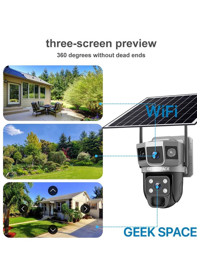 Geek Space VTS02 WIFI Solar-Powered Outdoor Detection Camera Advanced Security Solution 10X Optical Zoom, Waterproof, PIR Motion Detection, 360 Degree Rotation