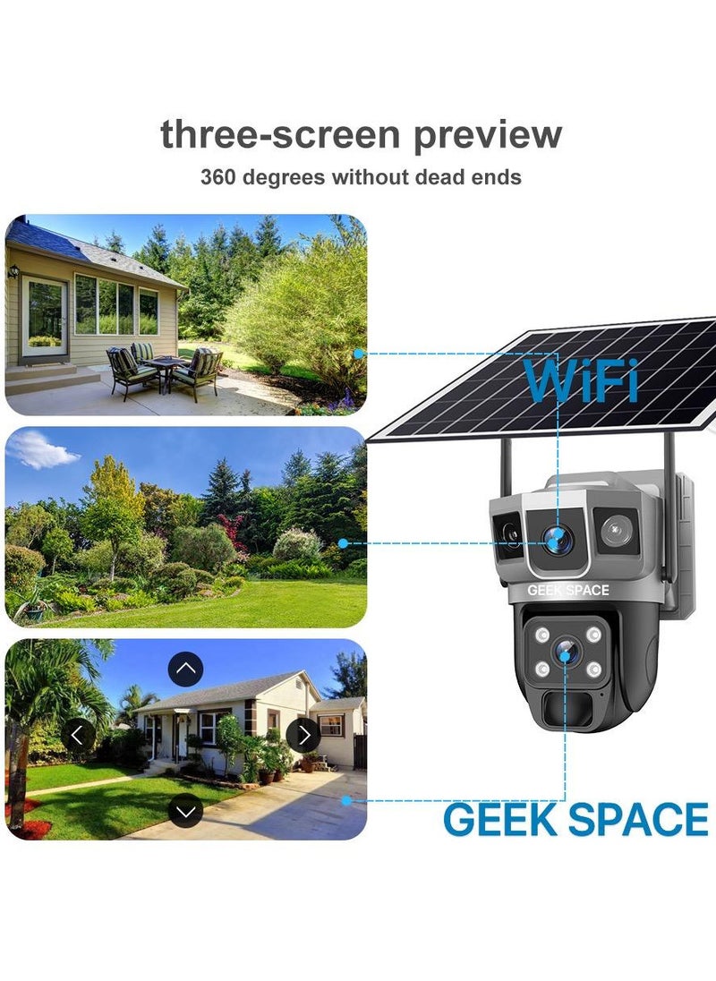 Geek Space VTS02 WIFI Solar-Powered Outdoor Detection Camera Advanced Security Solution 10X Optical Zoom, Waterproof, PIR Motion Detection, 360 Degree Rotation