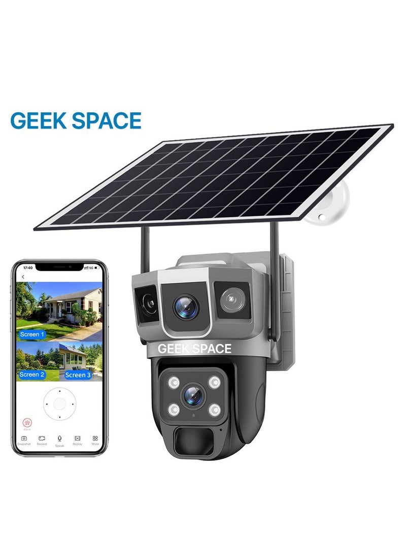 Geek Space VTS02 WIFI Solar-Powered Outdoor Detection Camera Advanced Security Solution 10X Optical Zoom, Waterproof, PIR Motion Detection, 360 Degree Rotation