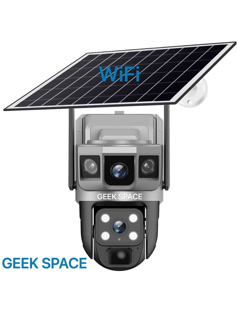 Geek Space VTS02 WIFI Solar-Powered Outdoor Detection Camera Advanced Security Solution 10X Optical Zoom, Waterproof, PIR Motion Detection, 360 Degree Rotation