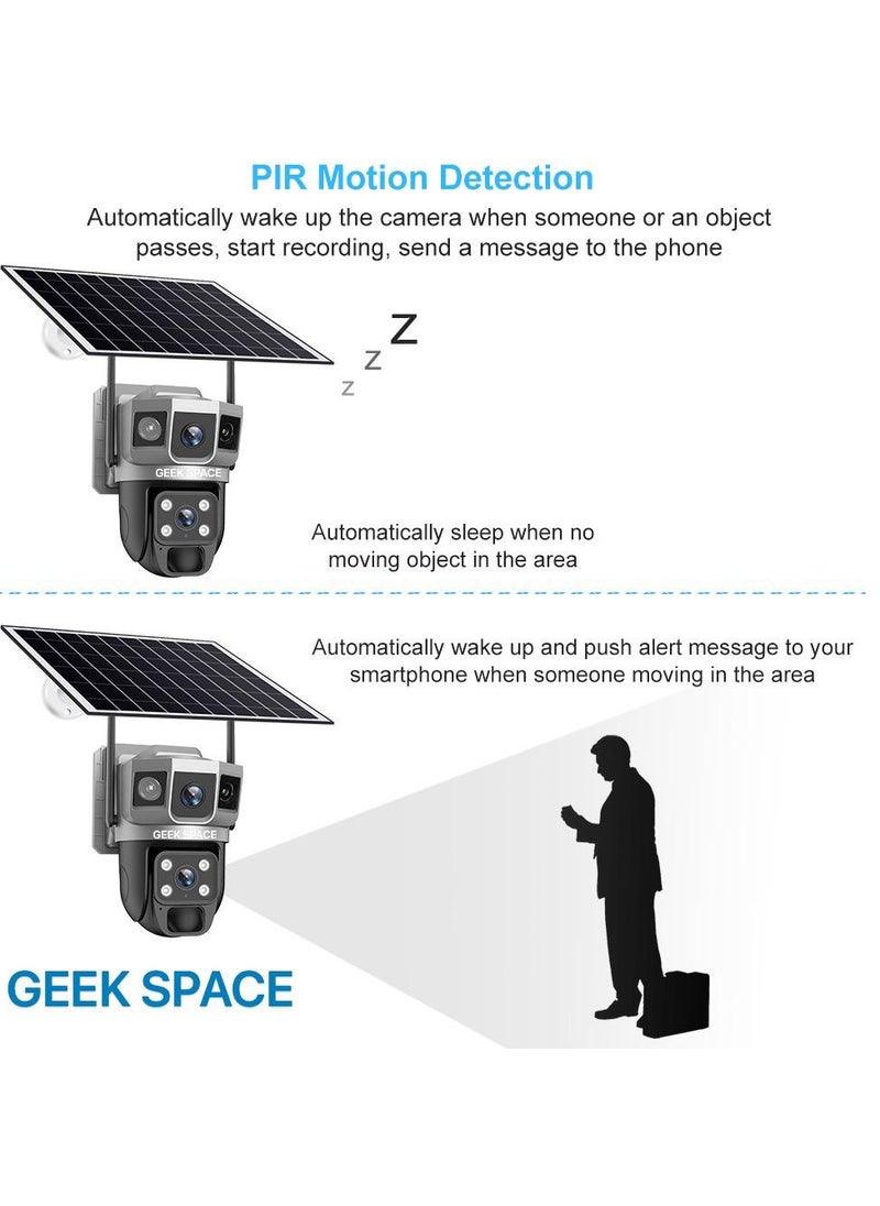 Geek Space VTS02 WIFI Solar-Powered Outdoor Detection Camera Advanced Security Solution 10X Optical Zoom, Waterproof, PIR Motion Detection, 360 Degree Rotation