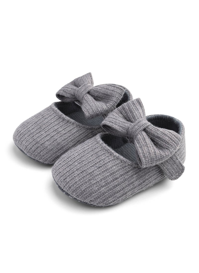 Baby Flower Soft Sole Walking ShoesGray bow Gray bow