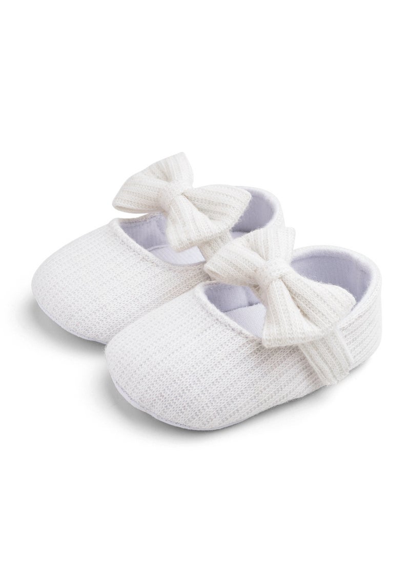 Baby Flower Soft Sole Walking ShoesWhite Bow White Bow