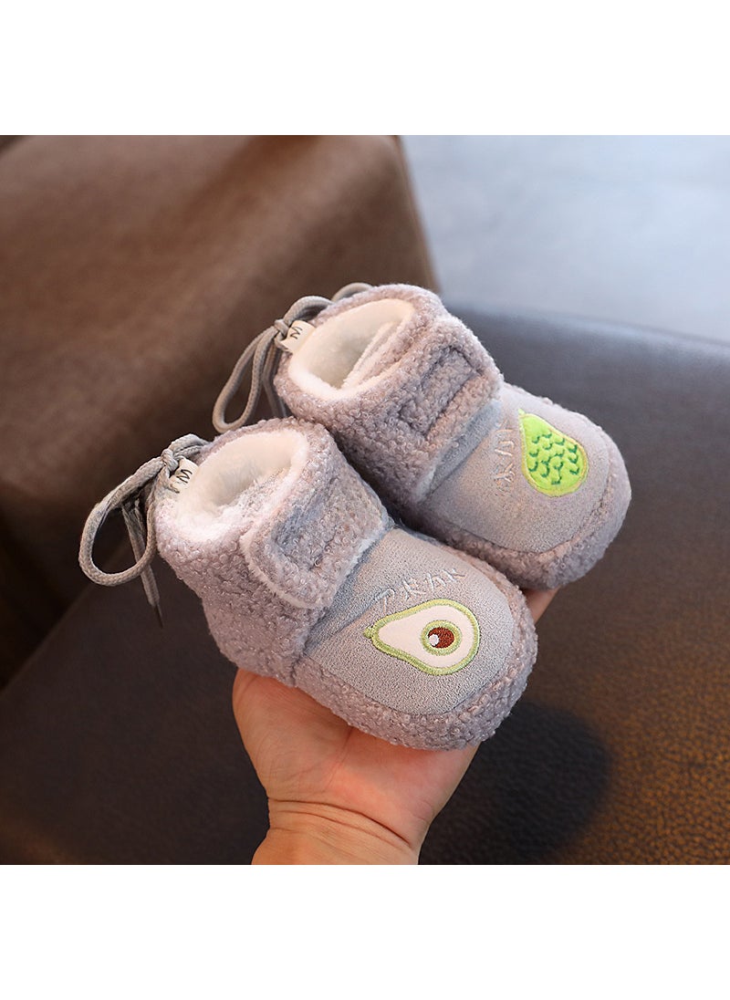 Infant Cotton Shoes Soft Sole Velcro Winter BootGray avocado Velcro (fleece-lined thick) Gray avocado Velcro (fleece-lined thick)