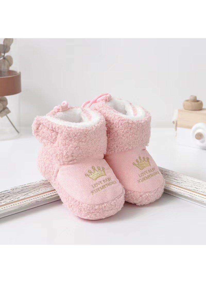 Infant Cotton Shoes Soft Sole Velcro Winter BootPink Crown (fleece-lined thick) Pink Crown (fleece-lined thick)