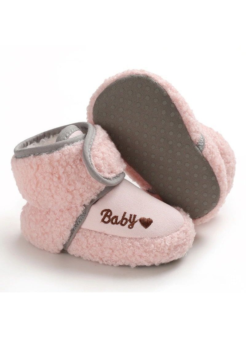 Infant Cotton Shoes Soft Sole Velcro Winter BootPink Velcro (fleece-lined inside) Pink Velcro (fleece-lined inside)