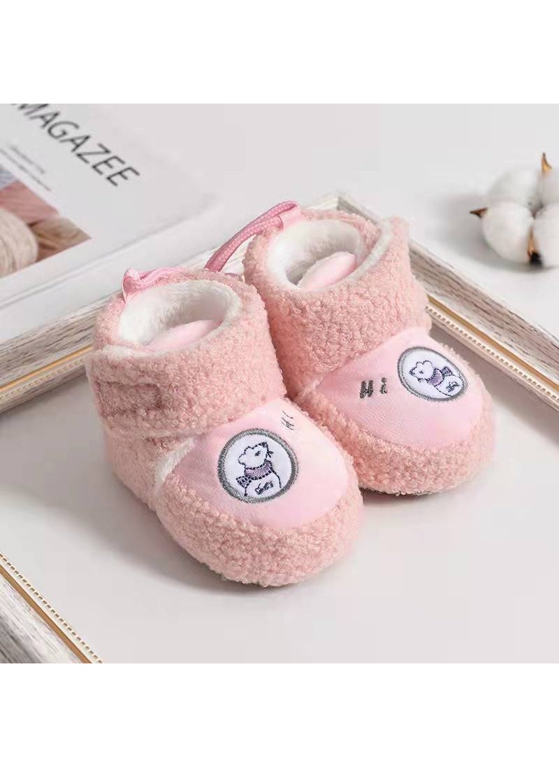 Infant Cotton Shoes Soft Sole Velcro Winter BootPink scarf mouse Velcro (inner fleece-lined) Pink scarf mouse Velcro (inner fleece-lined)