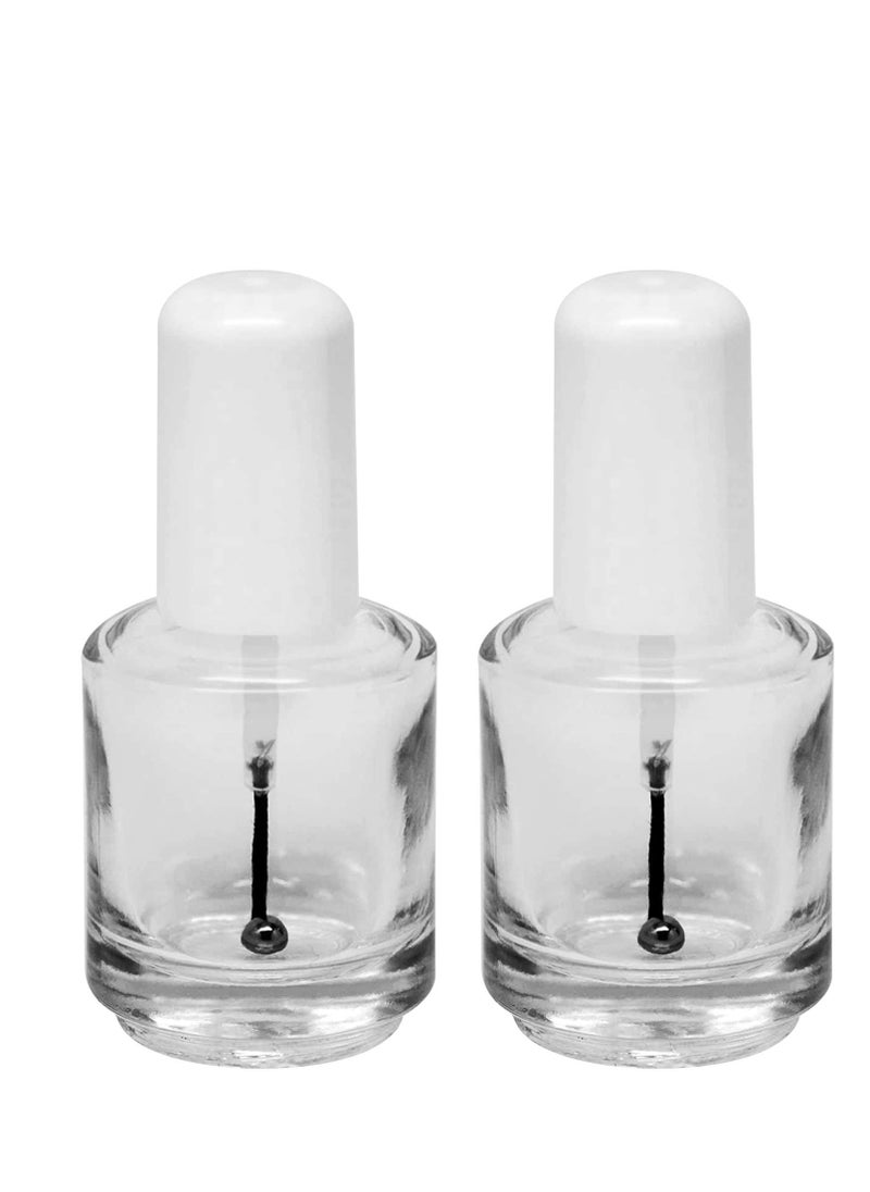 Karlash Premium Empty Polish Bottle Clear + Brush + Mixing ball + White Cap 0.5 Oz (2 Piece)