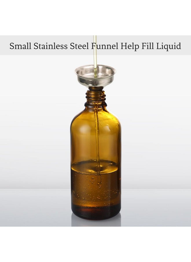 4 Pack, 4Oz Amber Glass Dropper Bottles With 1 Funnel & 4 Lables - 120Ml Dark Brown Tincture Bottles With Eye Droppers - Leakproof Travel Bottles For Essential Oils, Liquids