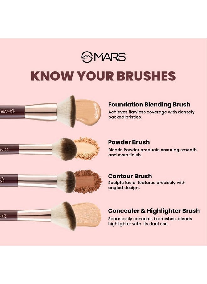 Professional Makeup Brush Set Of 12 | Long-Lasting | Soft & Synthetic Bristles | Easy-To-Hold & Precise Application For Face, Eyes & Brows (Maroon)