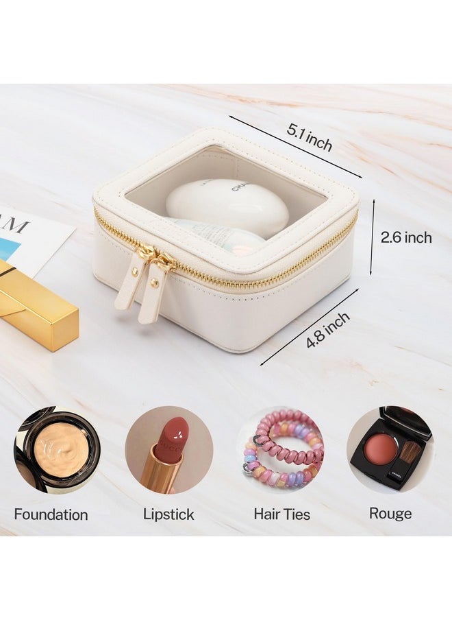 Clear Makeup Bag Small, Mini Travel Toiletry Bag Cosmetic Bags Organizer, Tsa Approved Clear Makeup Case Pouch With Zipper, Car Essentials For Women Men(Mini-White)