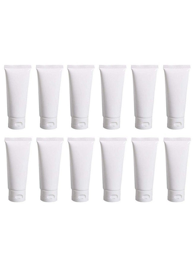 12 Pcs 100Ml 3.4Oz White Plastic Soft Squeeze Hose Bottle Cosmetic Facial Care Tolietry Packing Vial Container With Flip Cap Cream Lotion Sample Dispense Tube For Travel Home Use