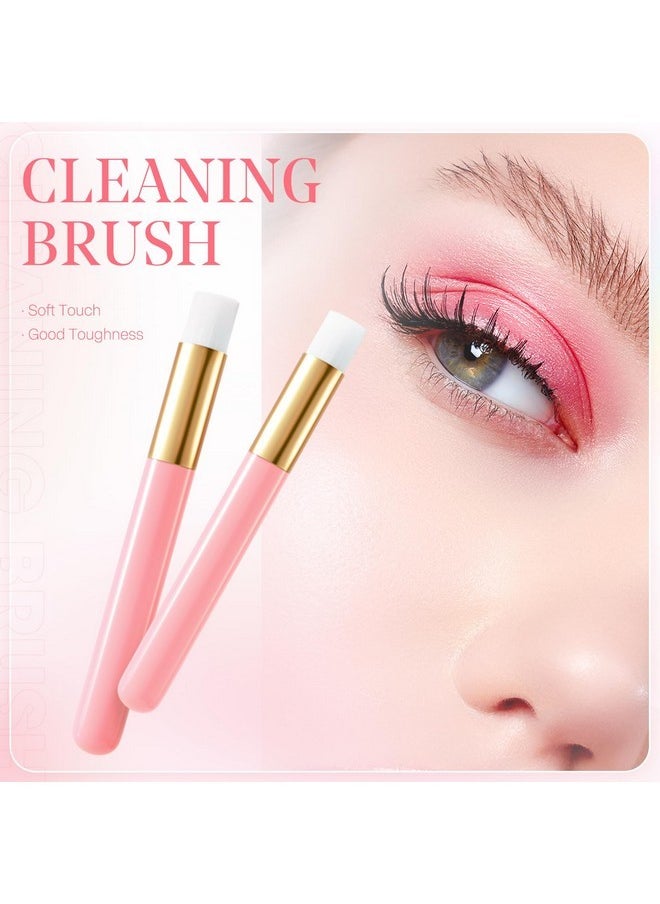 2 Pieces Lash Brush Cleaning Lash Shampoo Brushes For Nose Cleaning Fan Brush Peel Off Blackhead Brush Remover Tool, Lash Wash,Lash Supplies（Pink）