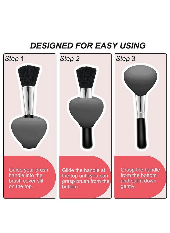 3Pcs Makeup Brush Cover Protector, Silicone Brush Organizer Case For Makeup Storage And Makeup Bag, Dustproof Reusable Brush Holders For Travel (Black)