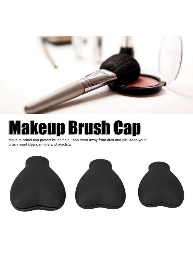 3Pcs Makeup Brush Cover Protector, Silicone Brush Organizer Case For Makeup Storage And Makeup Bag, Dustproof Reusable Brush Holders For Travel (Black)