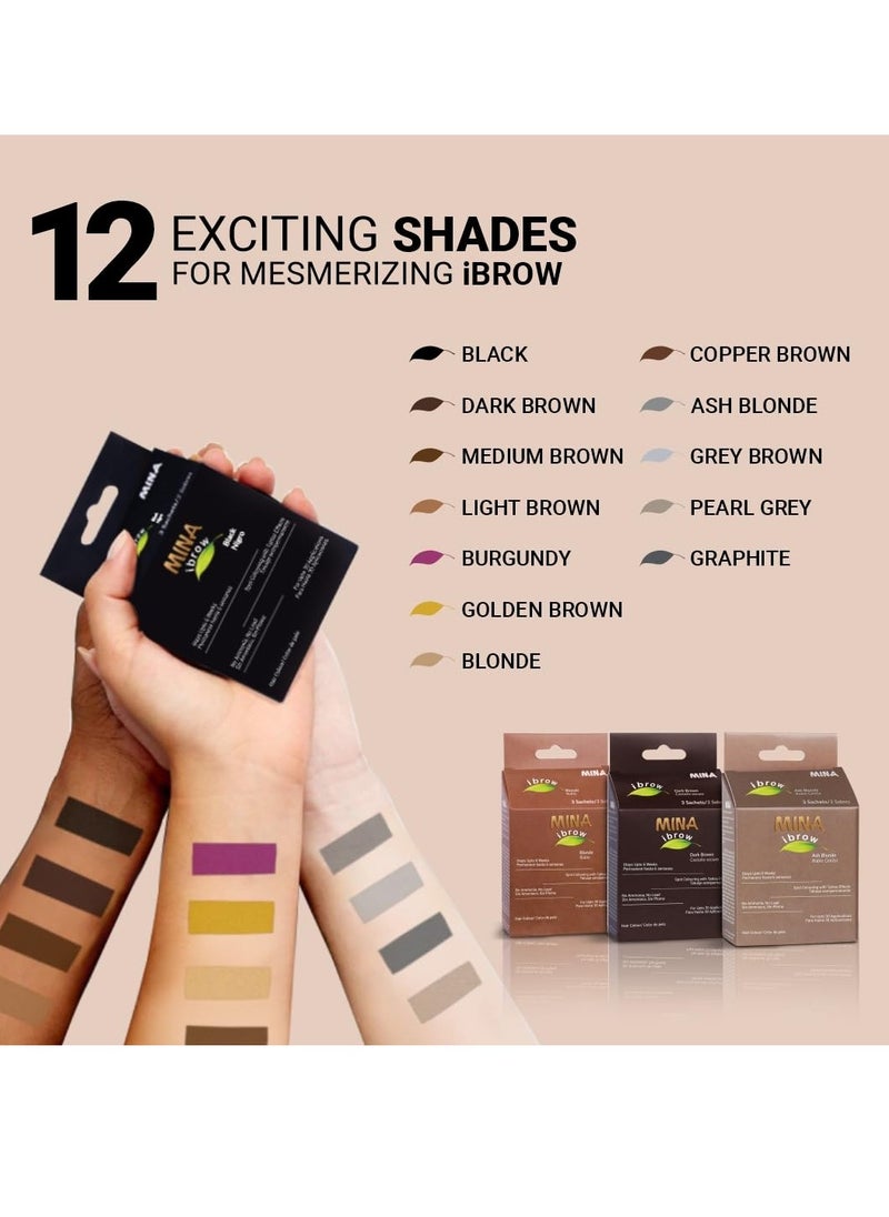 Mina ibrow Tint kit Ash Blond|Long Lasting Natural Spot coloring and Brow Tinting Powder, Water and Smudge Proof | No Ammonia, No Lead with 100% Gray Converge Upto 30 Application