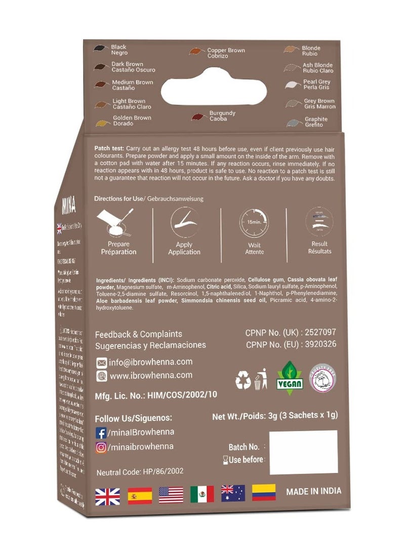 Mina ibrow Tint kit Ash Blond|Long Lasting Natural Spot coloring and Brow Tinting Powder, Water and Smudge Proof | No Ammonia, No Lead with 100% Gray Converge Upto 30 Application