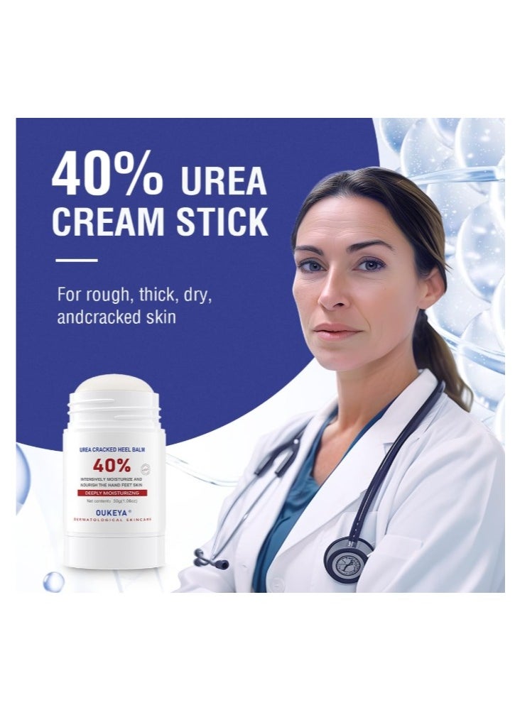 Urea Cream Stick 40 Percent, Heel Balm, Urea Hand Cream Stick and Foot Cream Stick for Dry Cracked, Cracked Heel Treatment, Avoid Frostbite, 40 Percent Urea Lotion for Feet Maximum Strength 30g