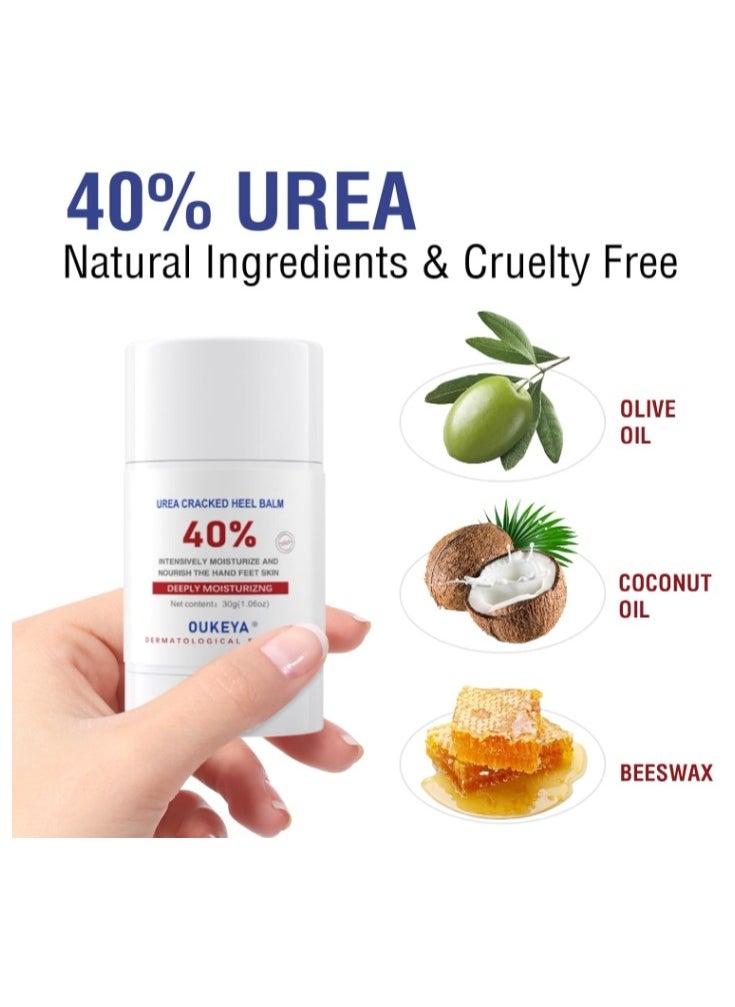 Urea Cream Stick 40 Percent, Heel Balm, Urea Hand Cream Stick and Foot Cream Stick for Dry Cracked, Cracked Heel Treatment, Avoid Frostbite, 40 Percent Urea Lotion for Feet Maximum Strength 30g