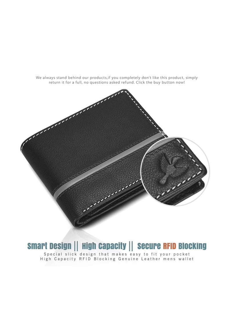 HORNBULL Denial Black Leather Wallet for Men | Wallets Men with RFID Blocking | Mens Wallet Leather