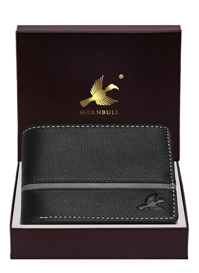 HORNBULL Denial Black Leather Wallet for Men | Wallets Men with RFID Blocking | Mens Wallet Leather