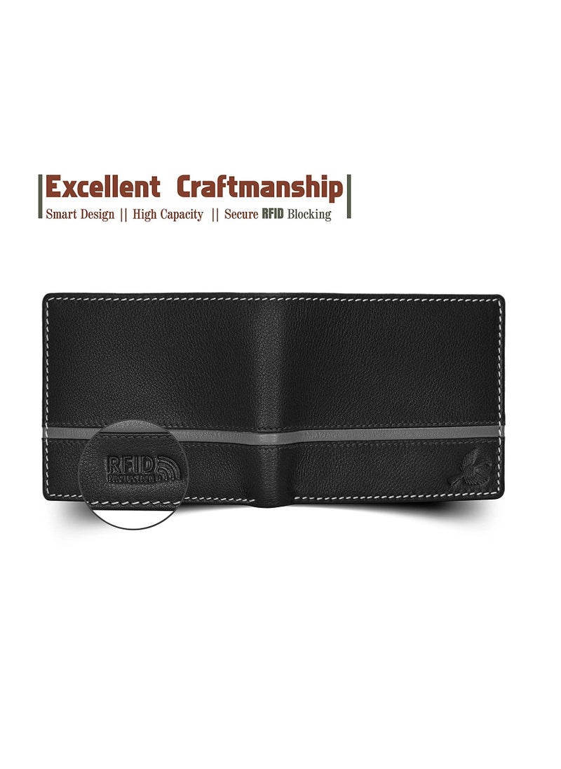 HORNBULL Denial Black Leather Wallet for Men | Wallets Men with RFID Blocking | Mens Wallet Leather