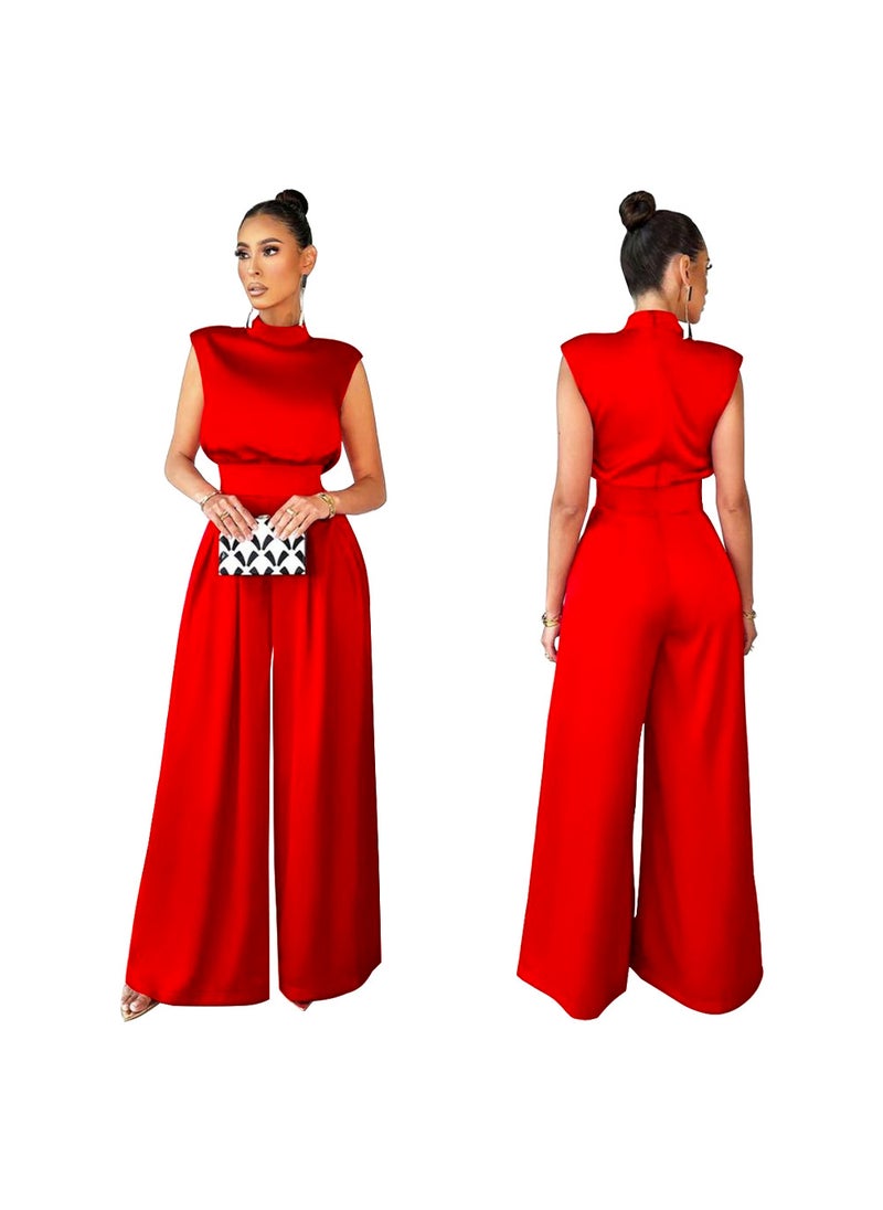 2022 Fashion High Neck Sleeveless Jumpsuit for Women Champagne